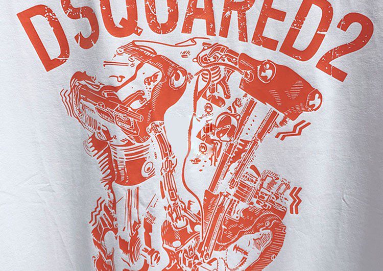 DSQUARED2 TSHIRT MEN SHORT - White & ORG – תמונה 3