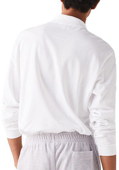 לקוסט-LACSOTE TSHIRT MEN POLO LONG - White – תמונה 2