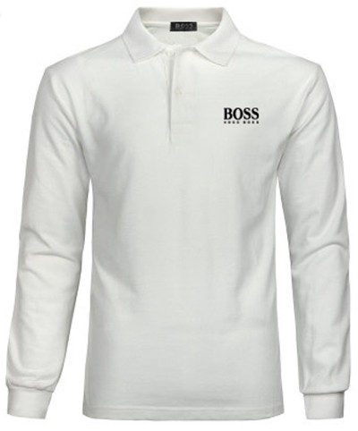 בוס-HUGO BOSS MEN'S LONG POLO - WHITE