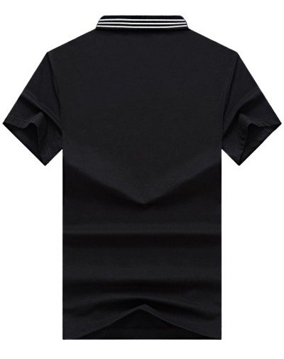 בוס-HUGO BOSS POLO TSHIRT MEN'S - Black & White Border – תמונה 2