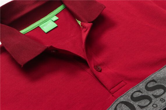 ⁦בוס-HUGO BOSS POLO TSHIRT MEN'S - Fire Brick & Gray⁩ – תמונה ⁦3⁩