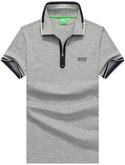 בוס-HUGO BOSS POLO TSHIRT MEN'S - Gray & Black