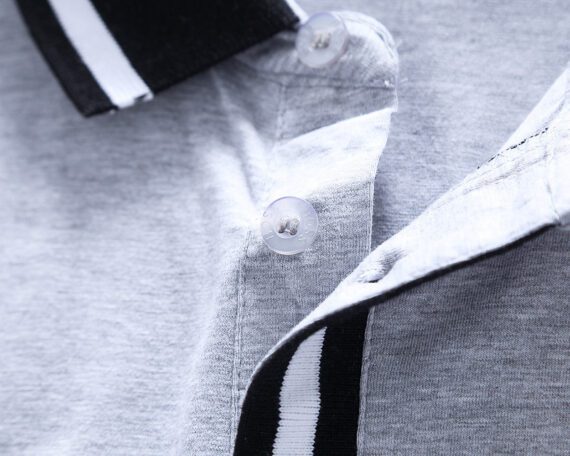 ⁦בוס-HUGO BOSS POLO TSHIRT MEN'S - Gray & Black White Border⁩ – תמונה ⁦10⁩