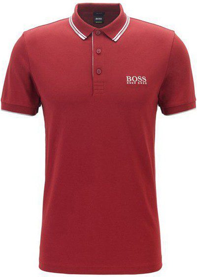 בוס-HUGO BOSS POLO TSHIRT MEN'S - Medium Carmine – תמונה 3
