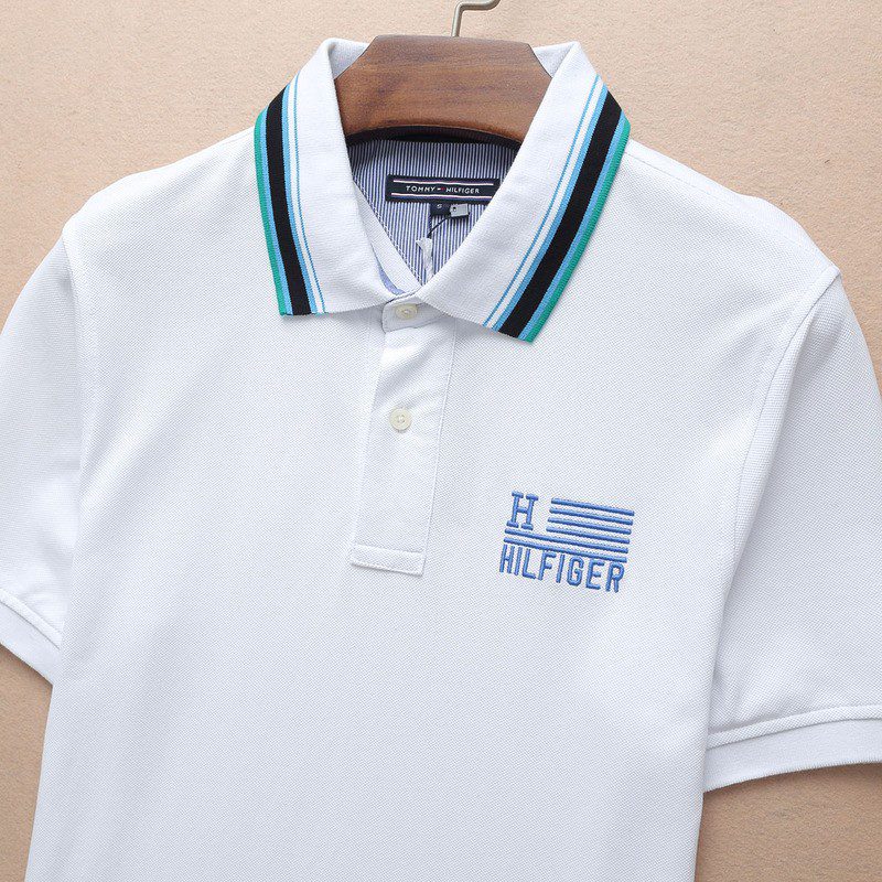 טומי הילפיגר-TOMMY POLO MEN'S TSHIRT - White – תמונה 3