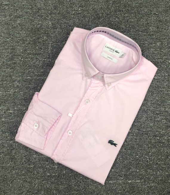 ⁦לקוסט-LACOSTE LONG MEN SHIRT - LIGHT PINK⁩ – תמונה ⁦3⁩