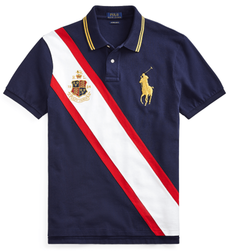 ראלף לורן-RALPH LAUREN POLO TSHIRT MEN'S SHORT DESGIN - Navy Blue White & Red – תמונה 3