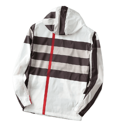 ברברי - BURBERRY JACKET- White Woody Brown & Red – תמונה 2