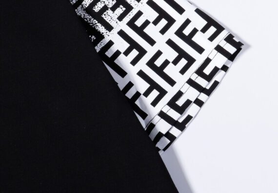 ⁦פנדי - FENDI TSHIRT MEN - Black White Combo⁩ – תמונה ⁦4⁩