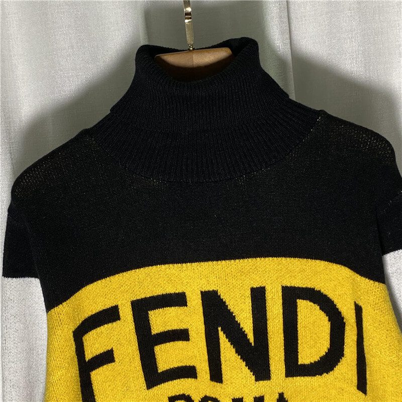 פנדי - FENDI SWETER LONG - Black & Yellow – תמונה 4