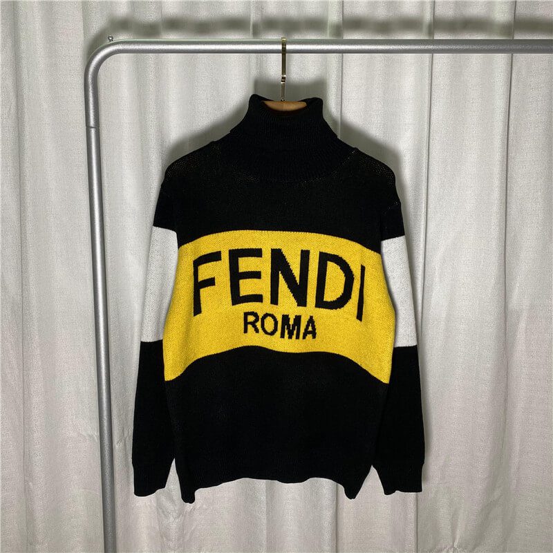 פנדי - FENDI SWETER LONG - Black & Yellow – תמונה 5