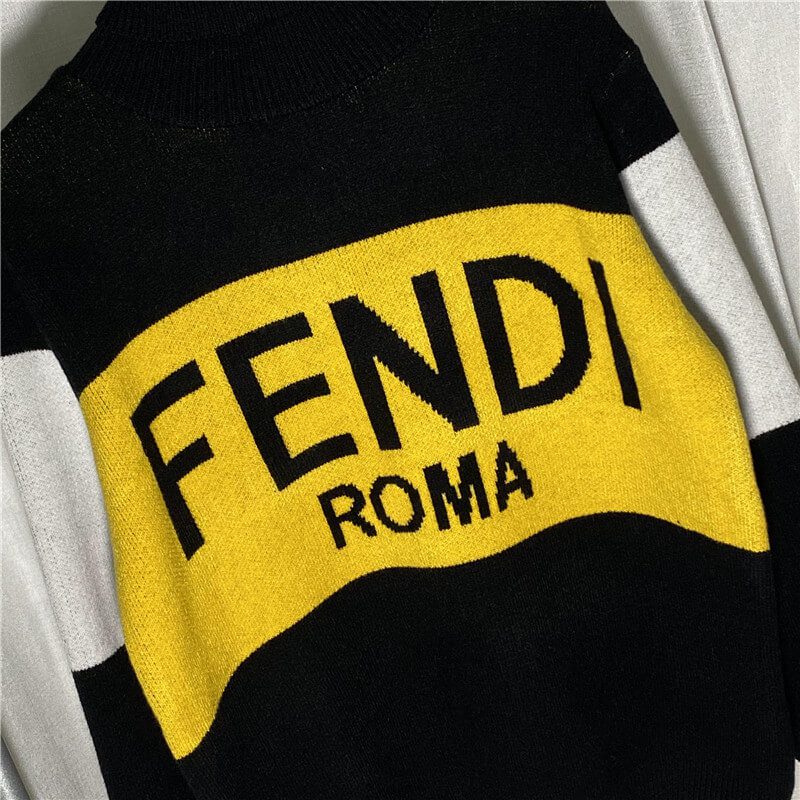 פנדי - FENDI SWETER LONG - Black & Yellow – תמונה 6