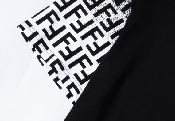 ⁦פנדי - FENDI TSHIRT MEN - Black White Combo⁩ – תמונה ⁦6⁩