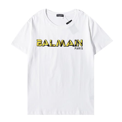 בלמן - Balmain TShirt - White Black & Yellow