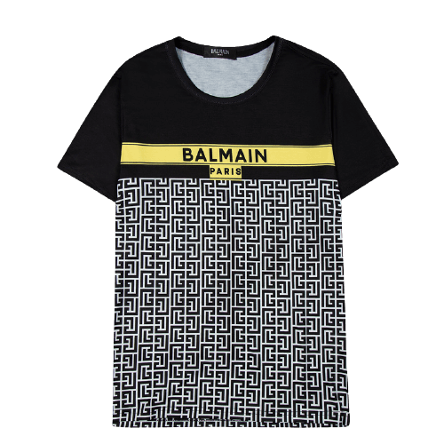 בלמן - Balmain TShirt - Black White & Yellow