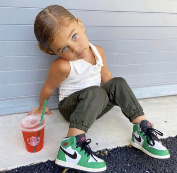 ⁦Air Jordan 1 Low Green White ילדים – נייק ג'ורדן⁩ – תמונה ⁦4⁩
