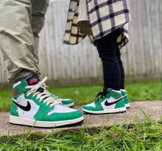 ⁦Air Jordan 1 Low Green White ילדים – נייק ג'ורדן⁩ – תמונה ⁦5⁩